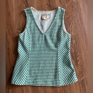 Maeve by Anthropologie Green and White Sleeveless Top